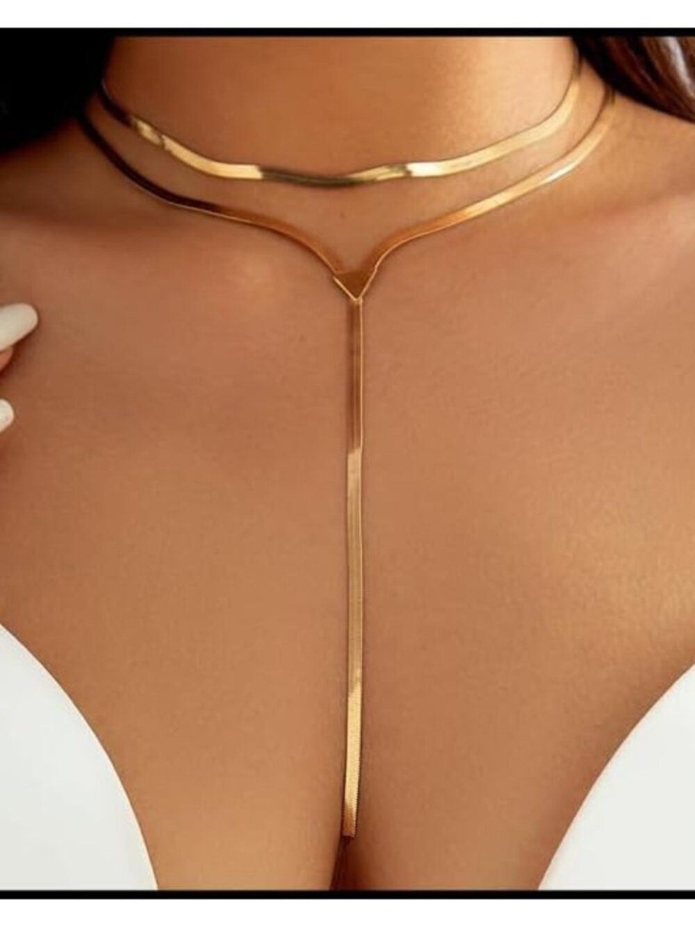 Chunky Gold Choker Necklace for Women,Trendy Silver Statement Necklace Long Snak